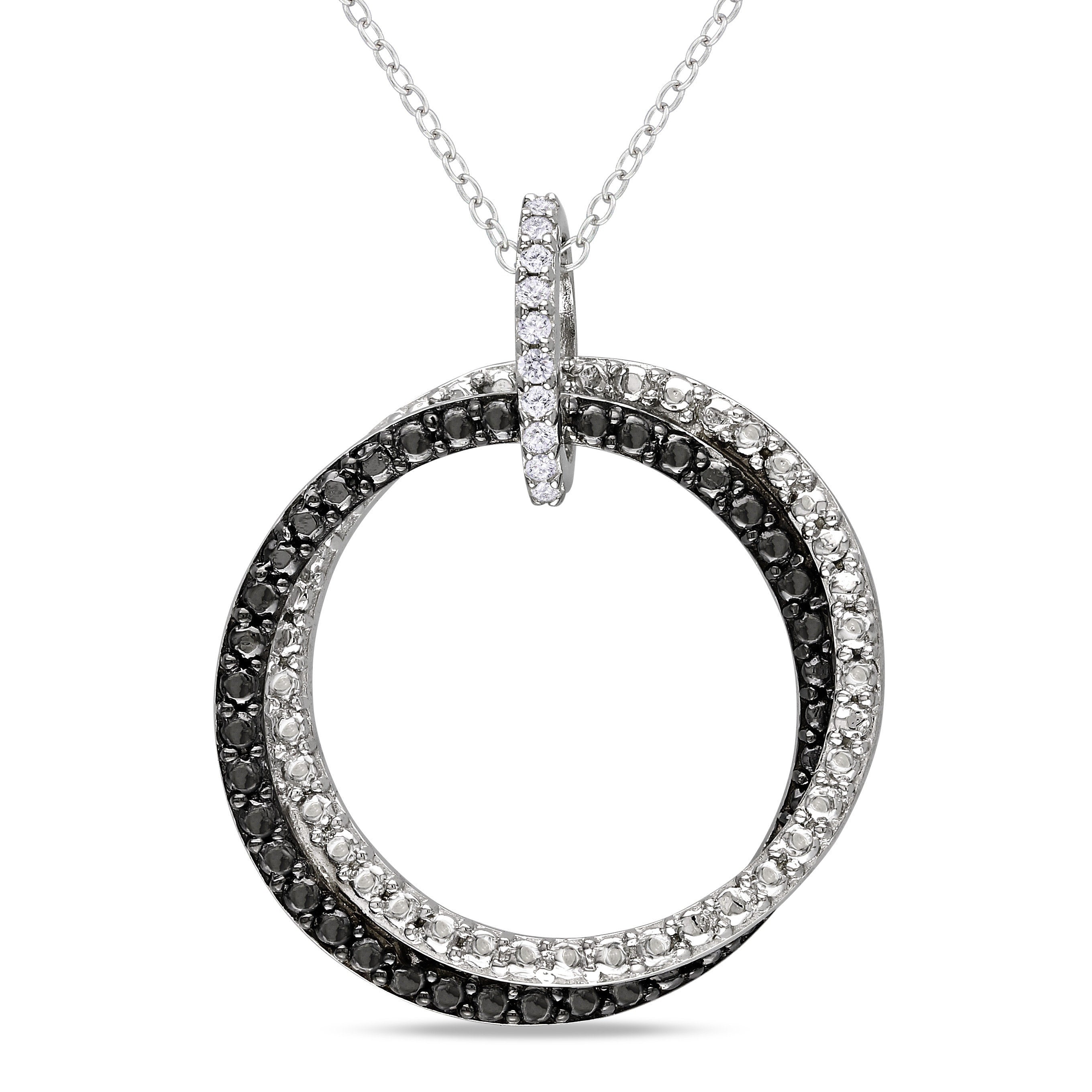 Miadora Sterling Silver Diamond Accent Black And White Circle Necklace