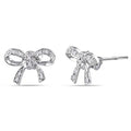 Miadora Sterling Silver Diamond Accent Bow Stud Earrings