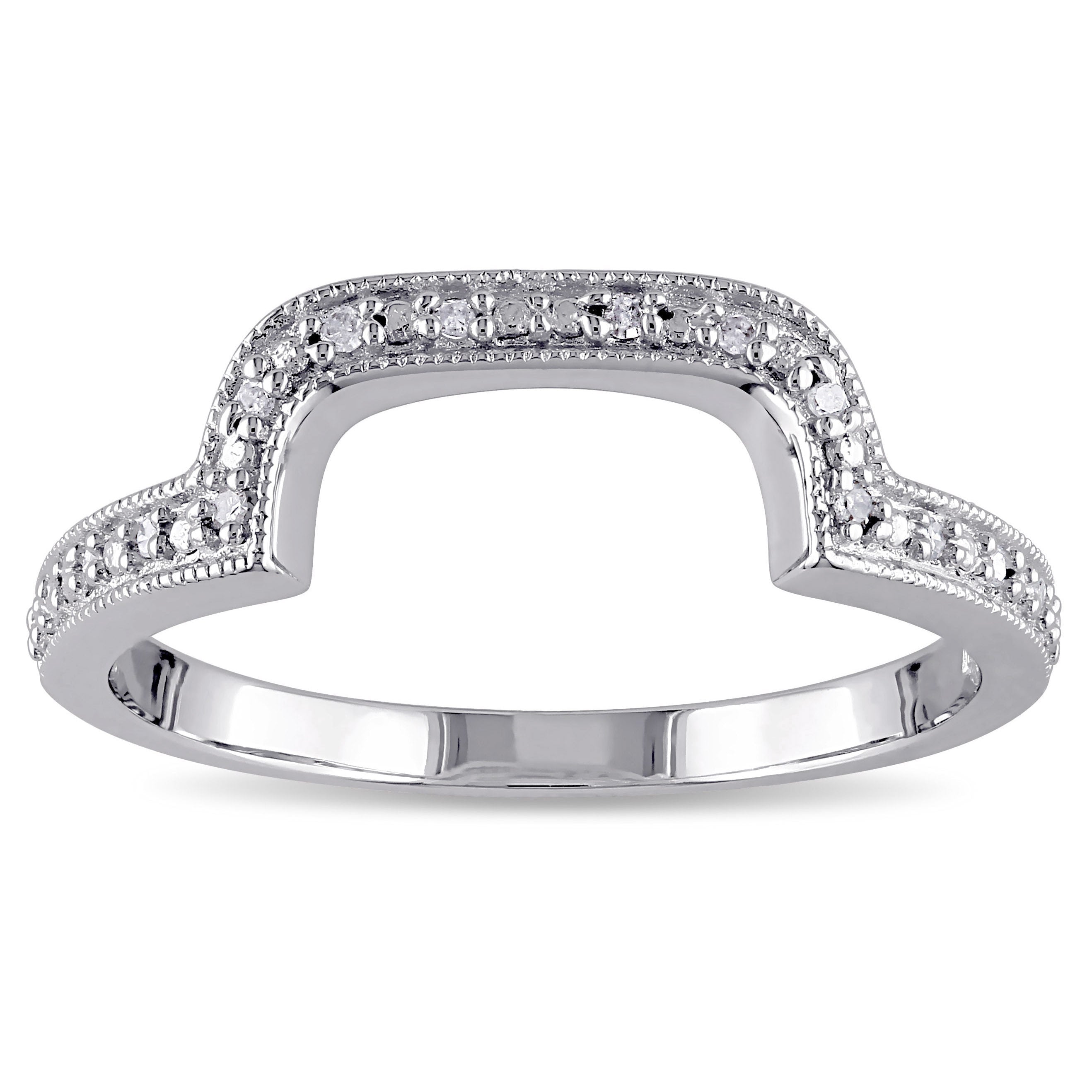 Miadora Sterling Silver Diamond Accent Contour Wedding Band Ring