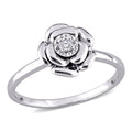 Miadora Sterling Silver Or Rose Gold Over Silver Diamond Accent Flower Ring