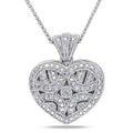 Miadora Sterling Silver Diamond Accent Heart Locket Necklace