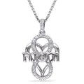 Miadora Sterling Silver Diamond Accent Heart Mom Necklace White