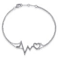 Miadora Sterling Silver Diamond Accent Pulse Heart Bracelet White