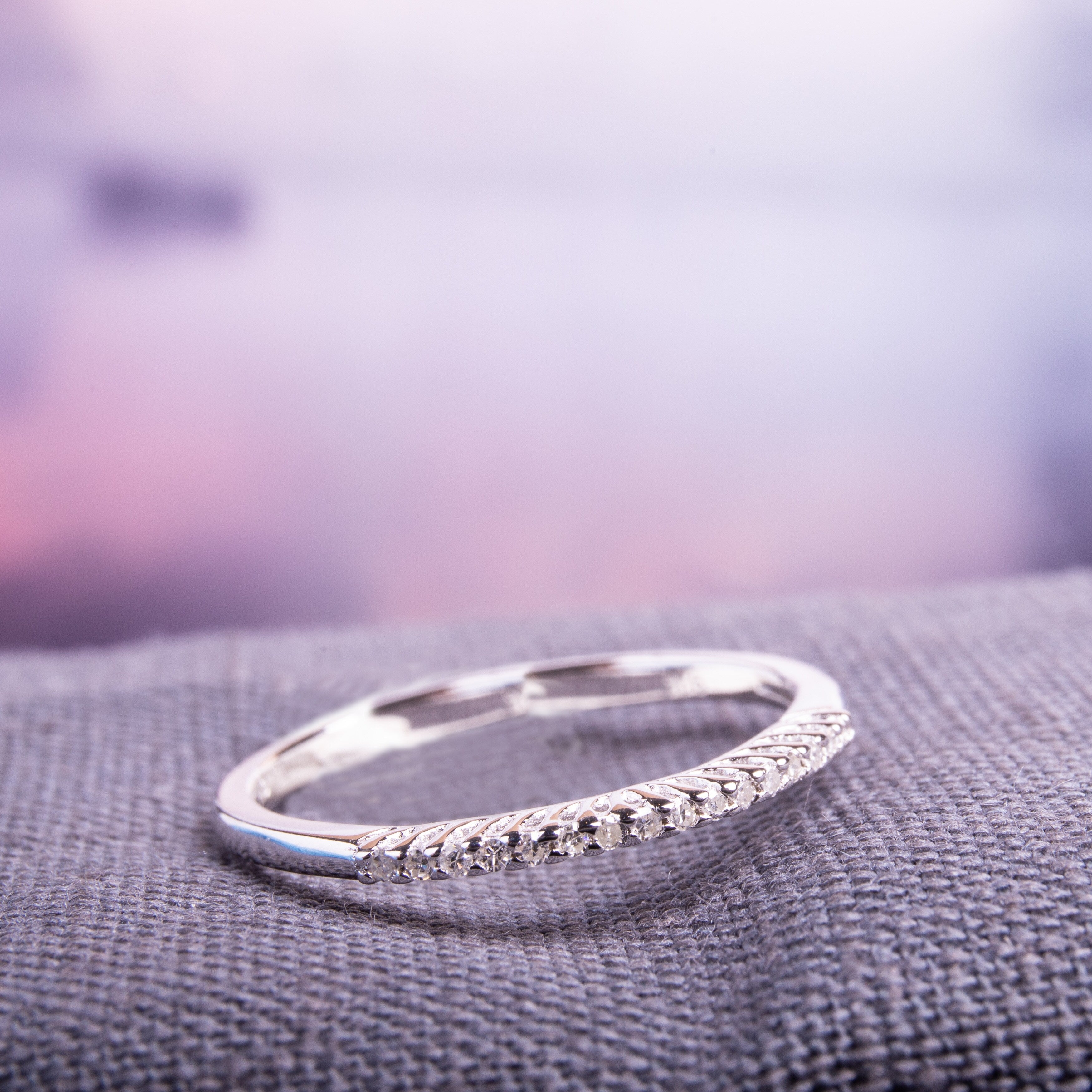 Miadora Sterling Silver Diamond Accent Wedding Band White