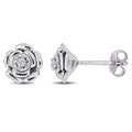 Miadora Sterling Silver Diamond Flower Earrings