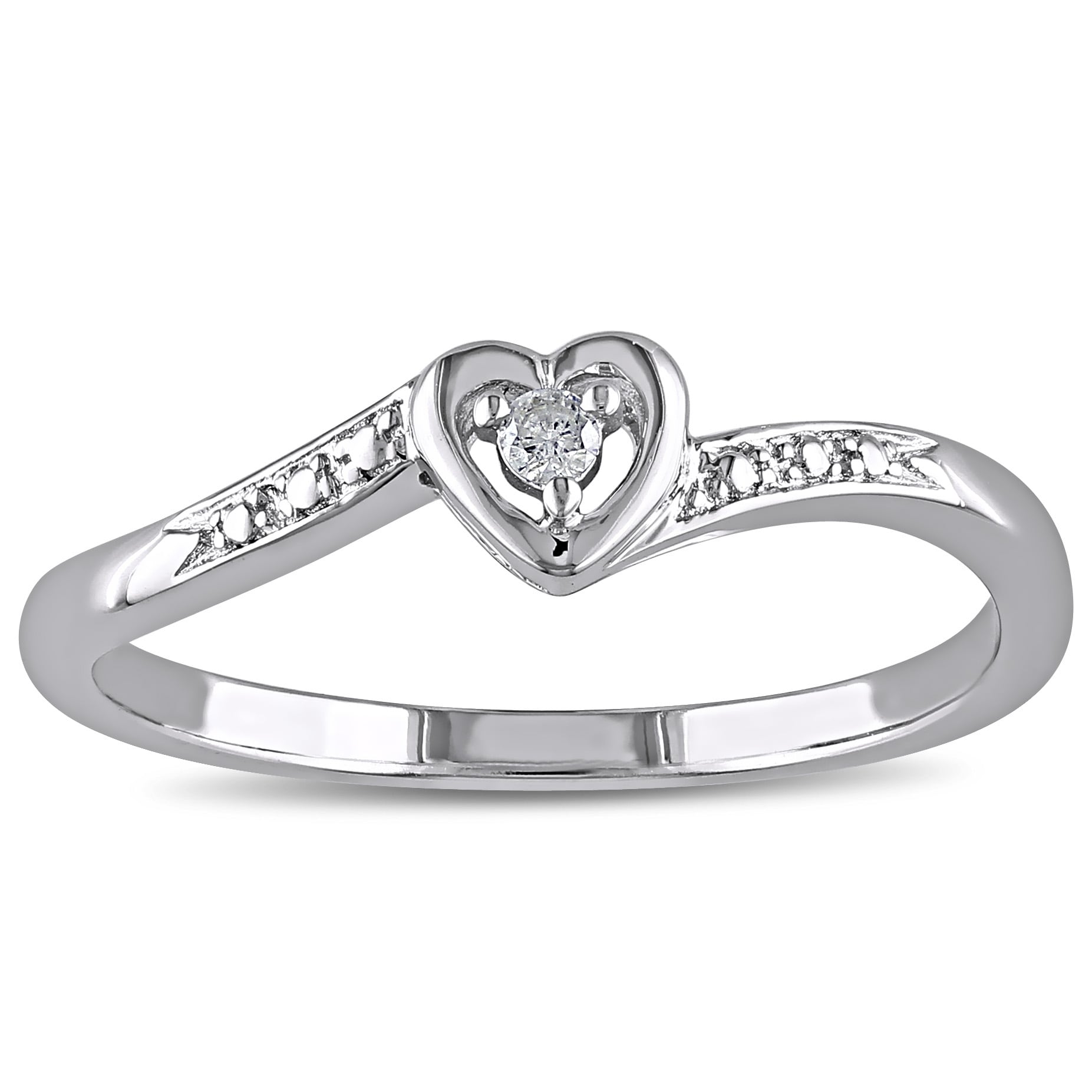 Miadora Sterling Silver Diamond Heart Promise Ring