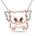 Miadora Sterling Silver Diamond Pig Necklace