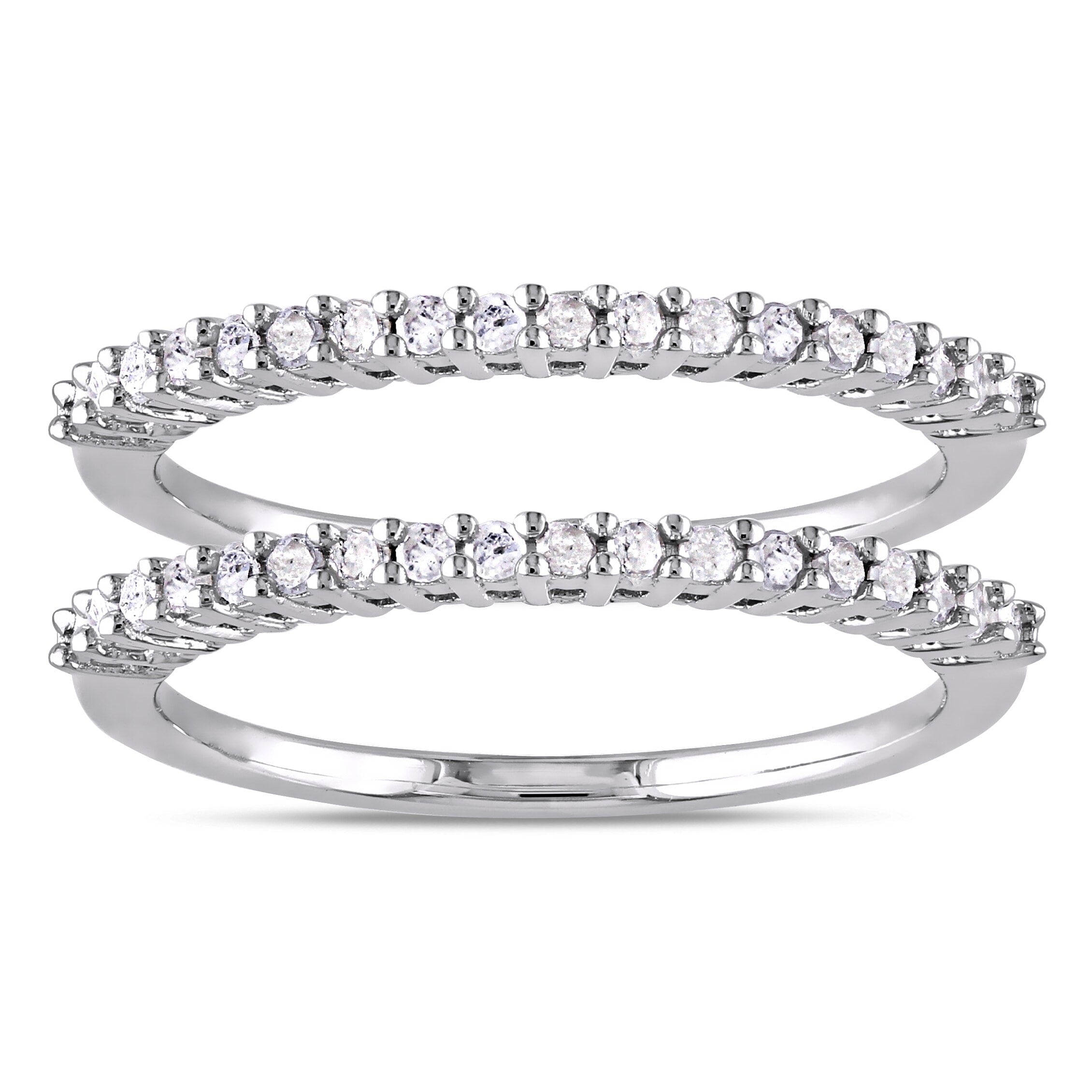 Miadora Sterling Silver 1 3Ct Tdw Diamond 2 Piece Stackable Semi Eternity Ring Set