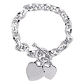 Miadora Sterling Silver Double Heart Link Charm Bracelet