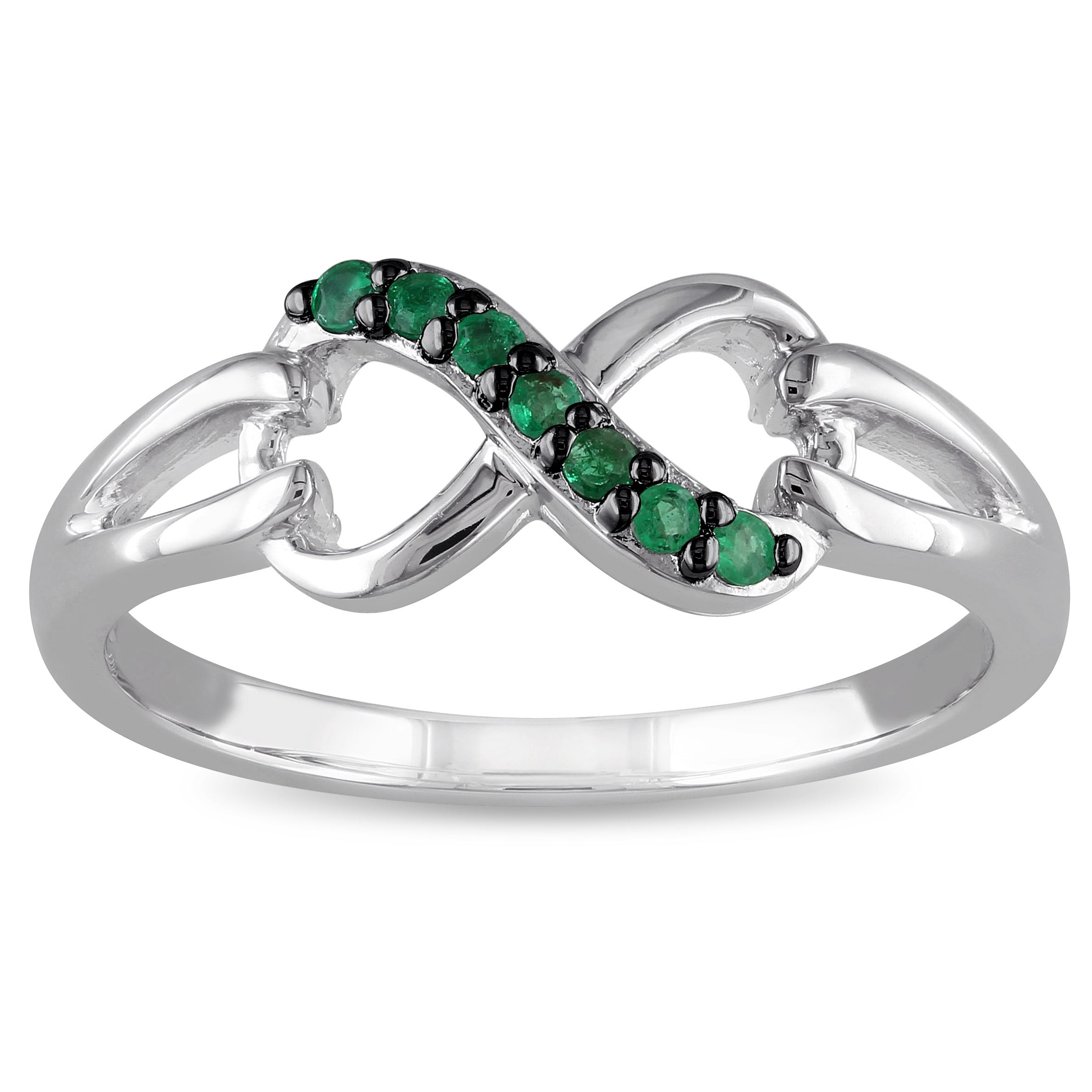 Miadora Sterling Silver Emerald Infinity Promise Ring