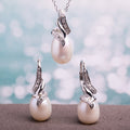 Miadora Sterling Silver Freshwater Cultured Pearl And 1 10Ct Tdw Diamond Earrings And Necklace White