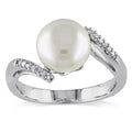 Miadora Sterling Silver Freshwater Pearl And Diamond Accent Ring 9 10 Mm