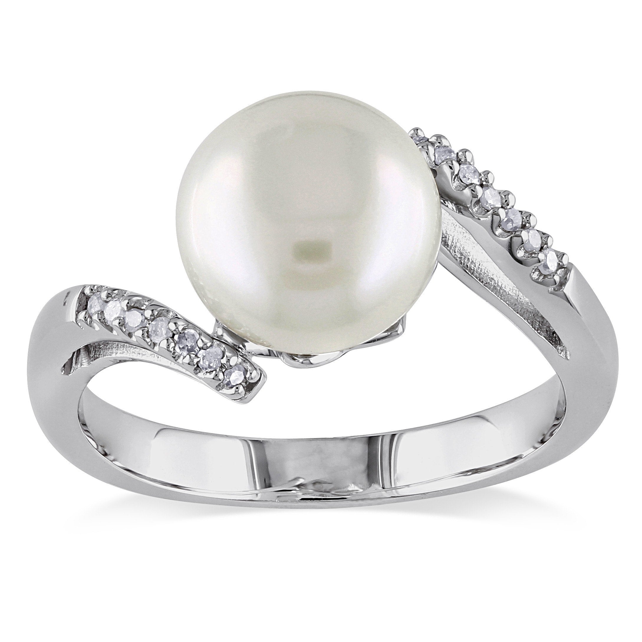 Miadora Sterling Silver Freshwater Pearl And Diamond Accent Ring 9 10 Mm