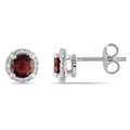 Miadora Sterling Silver Garnet And Diamond Accent Halo Earrings