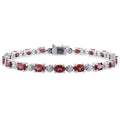 Miadora Sterling Silver Garnet And Diamond Accent Tennis Bracelet