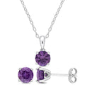 Miadora Sterling Silver Gemstone Birthstone Earrings And Neclace Set