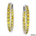 Miadora Sterling Silver Gemstone Inside Outside Hoop Earrings