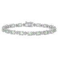 Miadora Sterling Silver Green Amethyst And Diamond Accent Tennis Bracelet