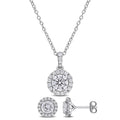 Miadora Sterling Silver Lab Grown Diamond Necklace And Earring Set
