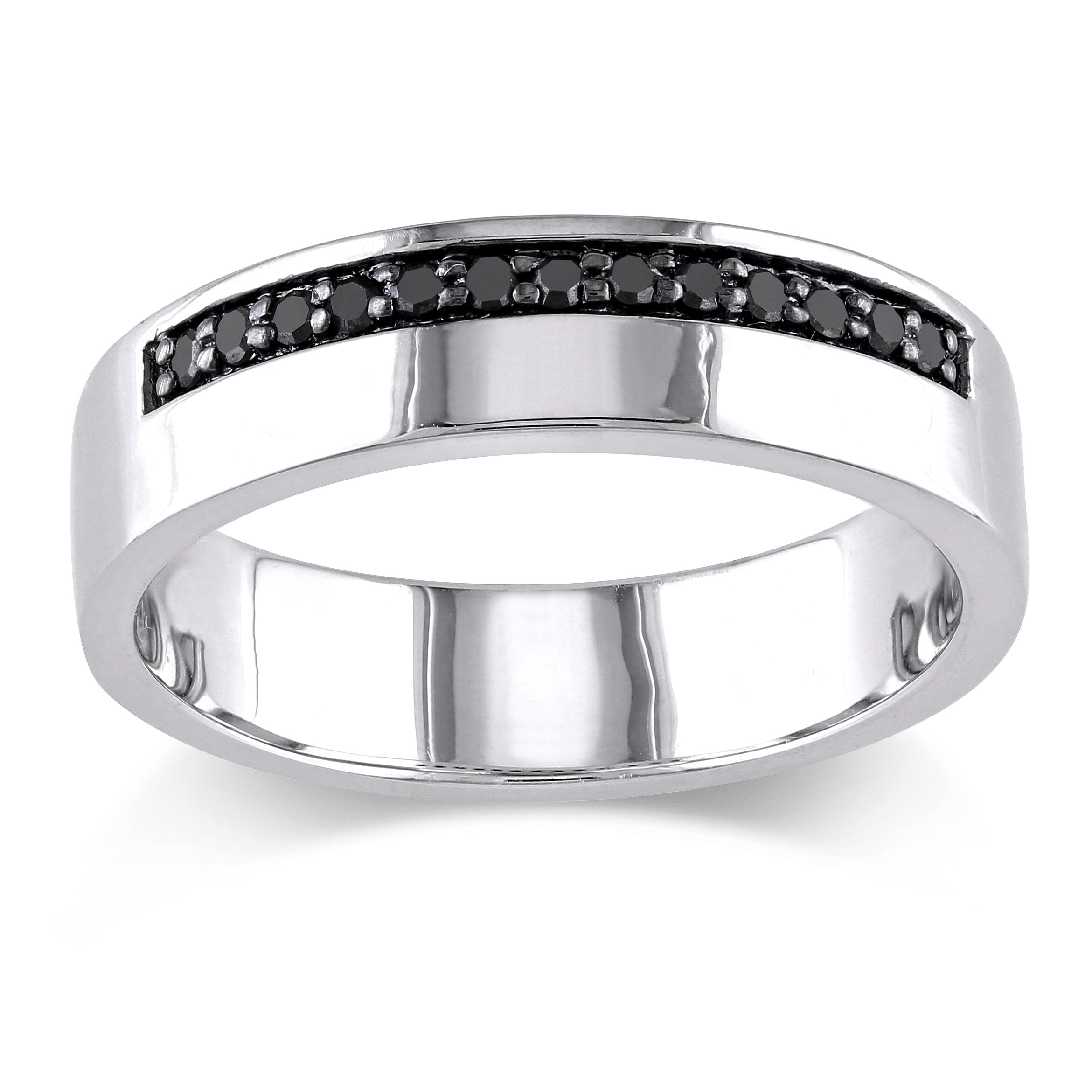 Miadora Sterling Silver Mens 1 5Ct Tdw Black Diamond Wedding Band Ring
