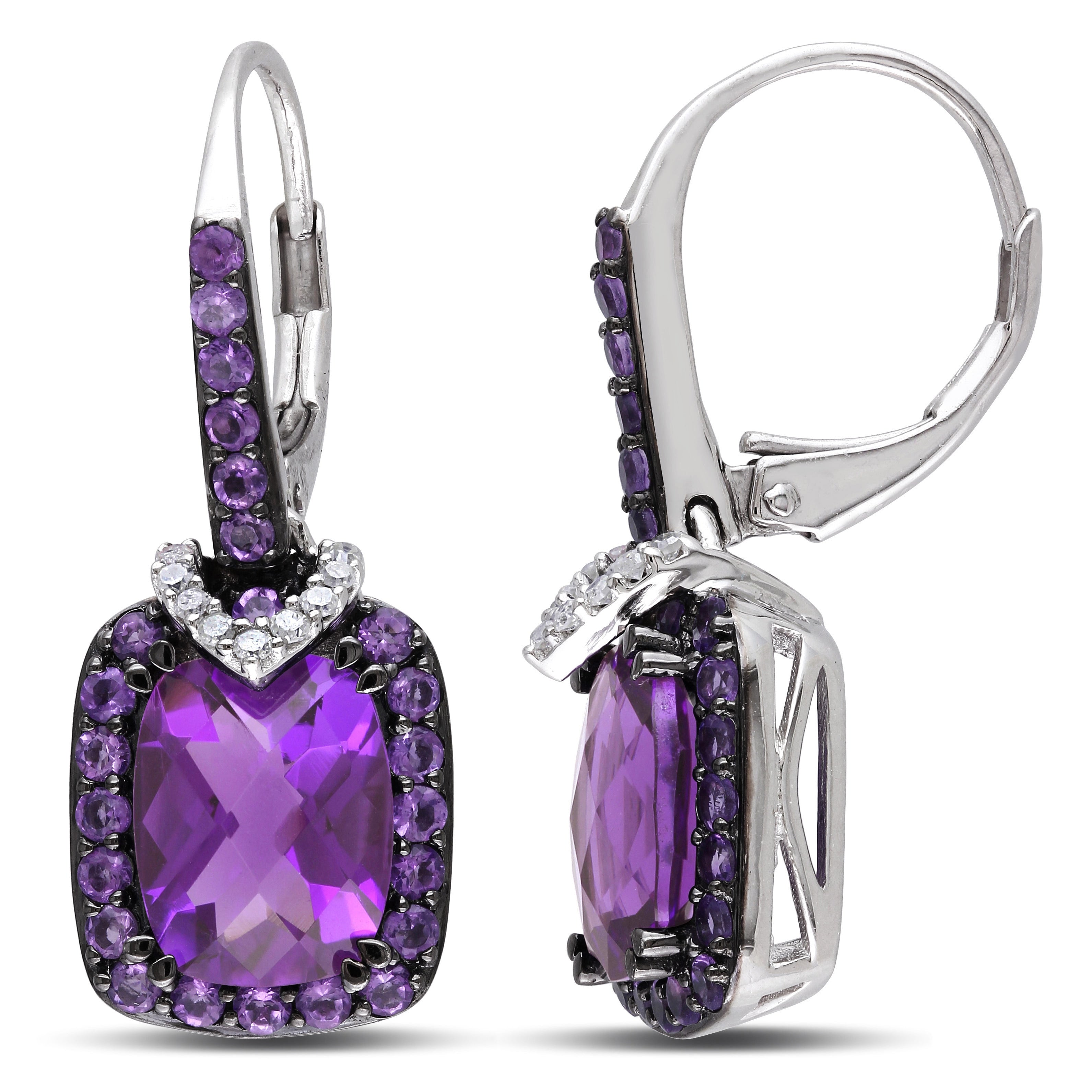 Miadora Sterling Silver Multi Gemstone And 1 10Ct Tdw Diamond Earrings H I I2 I3