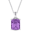 Miadora Sterling Silver Ocatgaon Cut Amethyst And White Topaz Solitaire Necklace