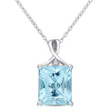 Miadora Sterling Silver Octagon Cut Blue And White Topaz Solitaire Drop Necklace