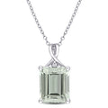 Miadora Sterling Silver Octagon Cut Green Quartz And White Topaz Solitaire Drop Necklace