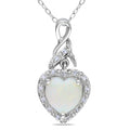 Miadora Sterling Silver Opal And Diamond Heart Necklace