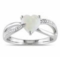 Miadora Sterling Silver Opal And Diamond Heart Ring H I I2 I3