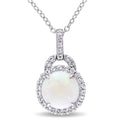 Miadora Sterling Silver Opal And White Topaz Halo Necklace