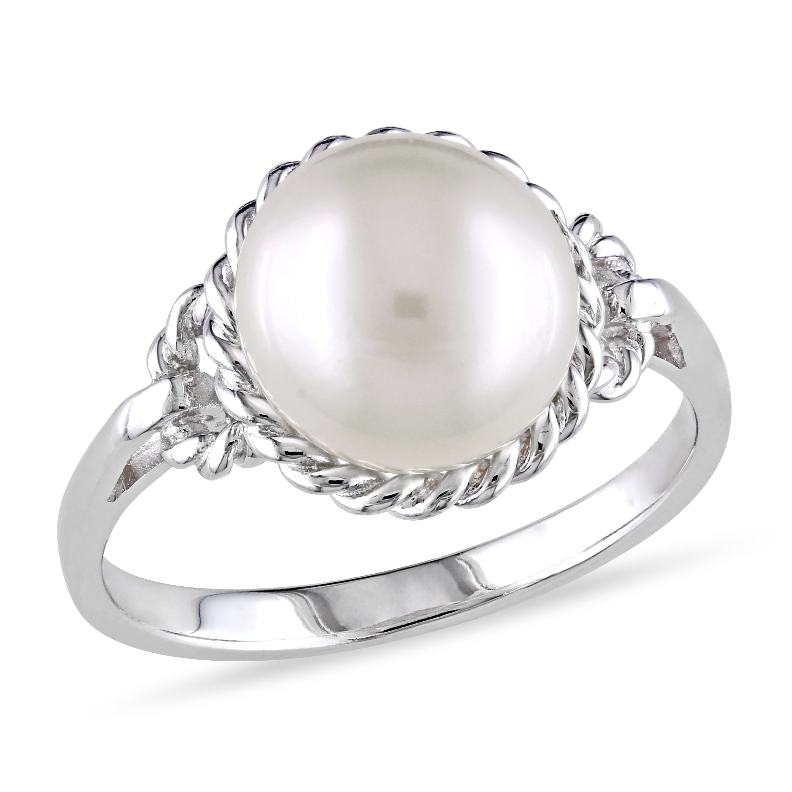 Miadora Sterling Silver Pearl Ring 9 9.5 Mm
