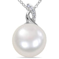 Miadora Sterling Silver Pearl And Diamond Accent Drop Necklace G H I2 I3