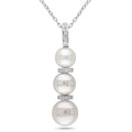 Miadora Sterling Silver Pearl And Diamond Accent Necklace 6 8.5 Mm