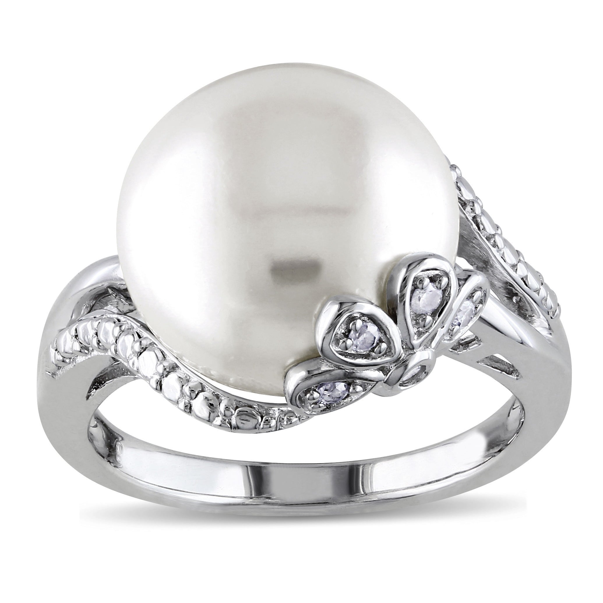 Miadora Sterling Silver Pearl And Diamond Accent Ring H I I3 White