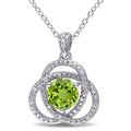 Miadora Sterling Silver Peridot And 1 10Ct Tdw Diamond Necklace G H I2 I3