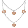 Miadora Sterling Silver Pink And White Daisy Scroll Necklace