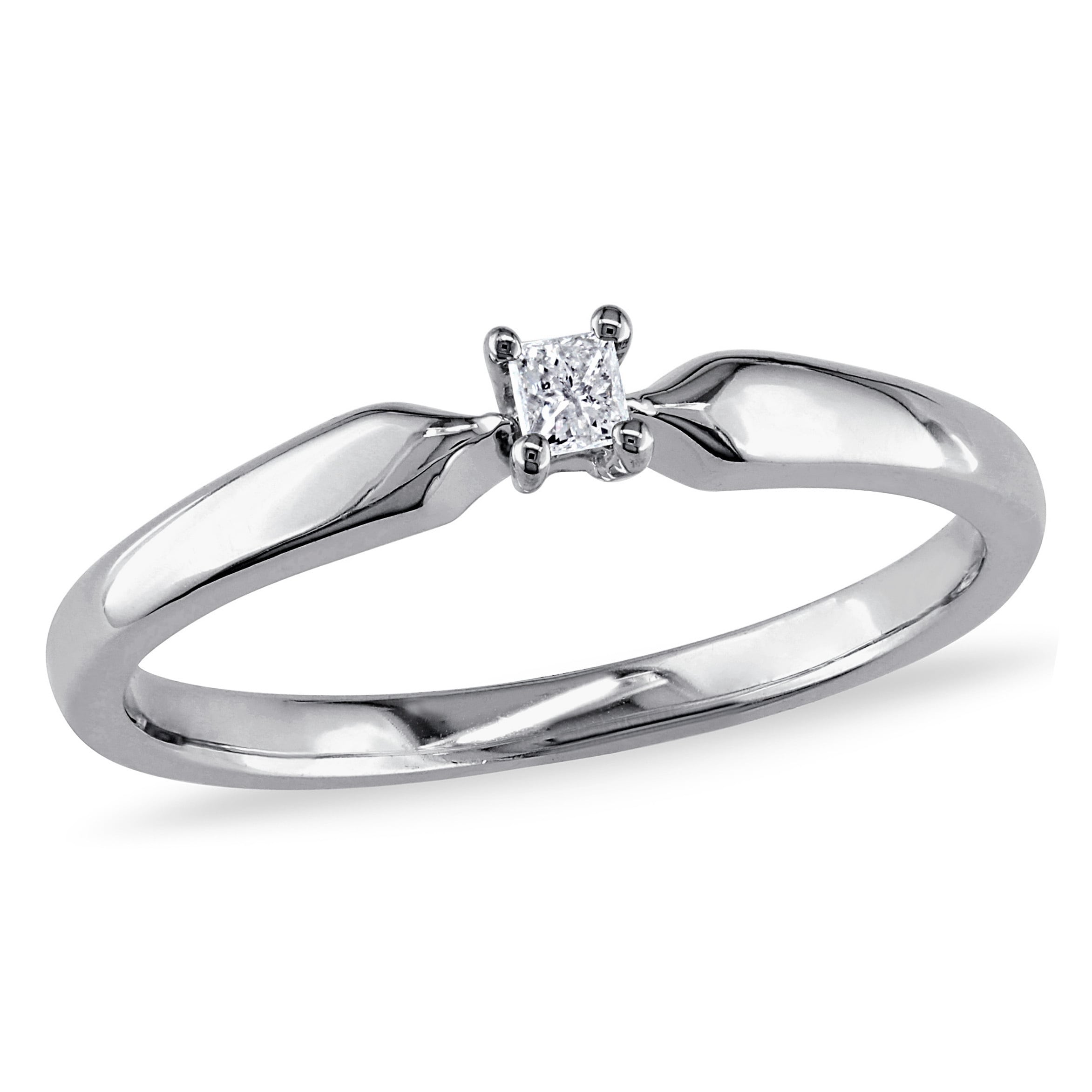 Miadora Sterling Silver Princess Cut Diamond Accent Solitaire Promise Ring