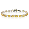 Miadora Sterling Silver Prong Set Citrine Link Bracelet 21 Stones