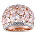 Miadora Sterling Silver Rose Quartz And 1 14 Ct. Tdw Diamond Ring