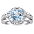 Miadora Sterling Silver Sky Blue Topaz And White Topaz Halo Cocktail Ring Blue