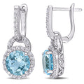 Miadora Sterling Silver Sky Blue And White Topaz Halo Dangle Cuff Earrings 23.6 Mm X 10.7 Mm X 9.1 Mm