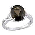 Miadora Sterling Silver Smokey Quartz And Diamond Fashion Ring