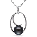 Miadora Sterling Silver Tahitian Black Pearl Necklace 9 10 Mm