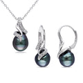 Miadora Sterling Silver Tahitian Pearl Diamond Accent Jewelry Set 9 9.5 Mm