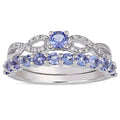 Miadora Sterling Silver Tanzanite 1 10Ct Tdw Diamond 2 Pc. Infinity Bridal Ring Set