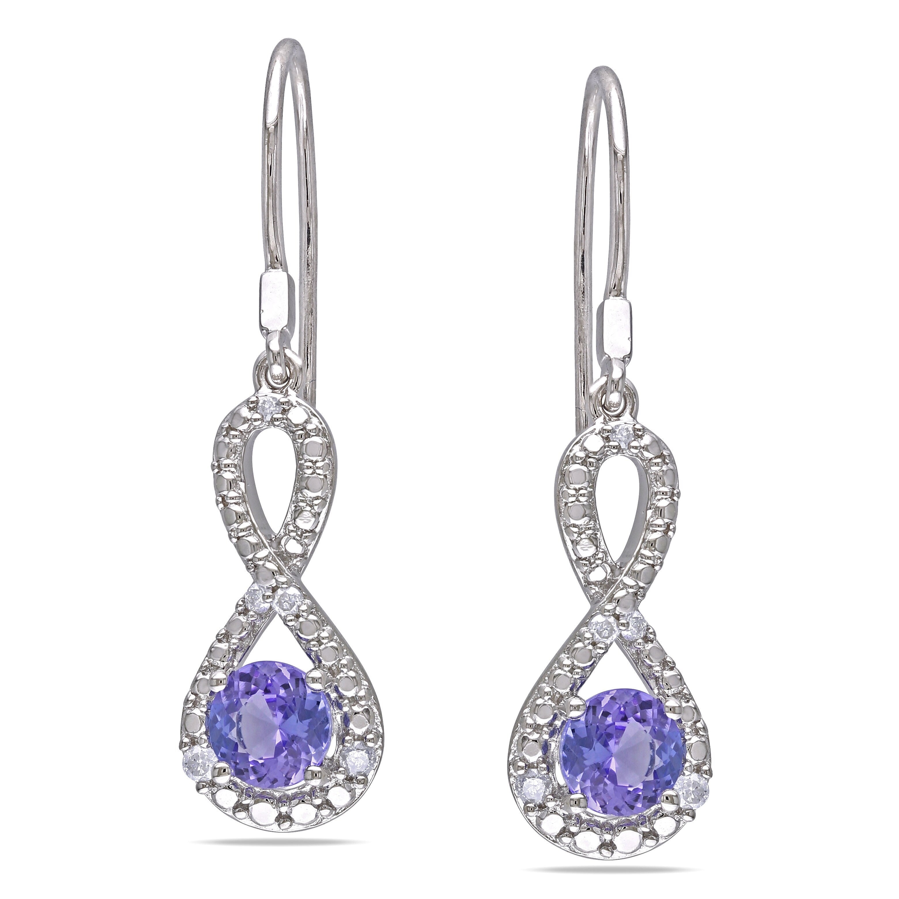 Miadora Sterling Silver Tanzanite 1 10Ct Tdw Diamond Infinity Earrings