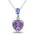 Miadora Sterling Silver Tanzanite Amethyst And Diamond Necklace
