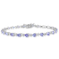 Miadora Sterling Silver Tanzanite Tennis Style Bracelet