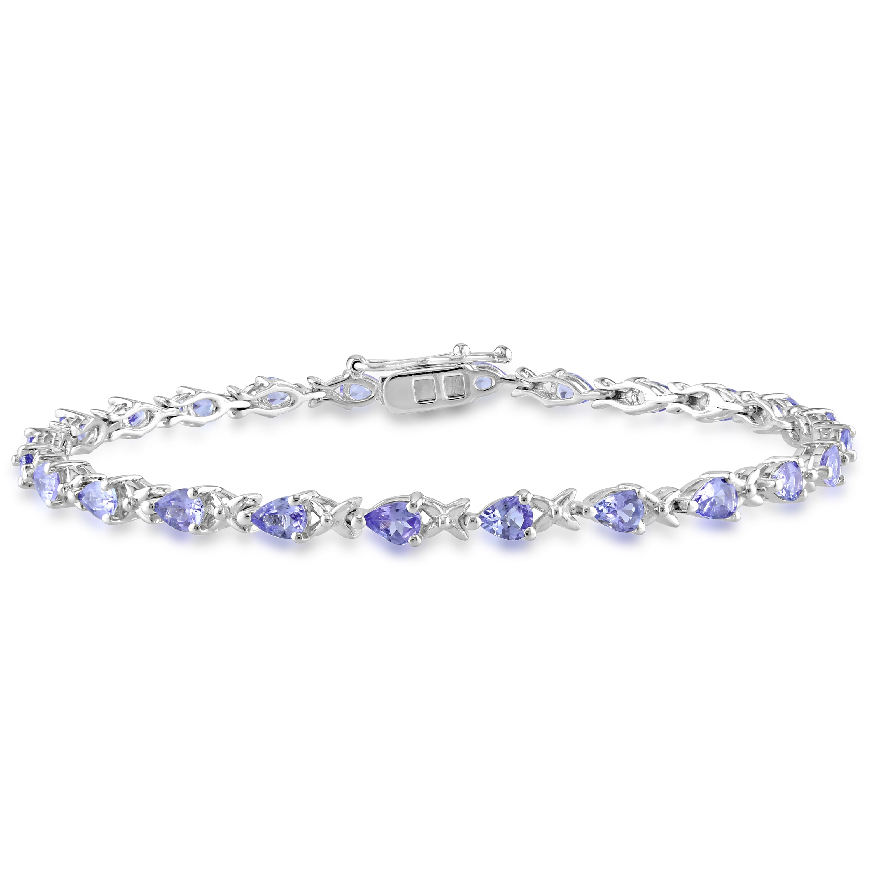 Miadora Sterling Silver Tanzanite Tennis Style Bracelet